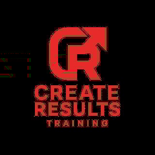 Create Results Training logo featuring red CR monogram with upward arrow and company name below