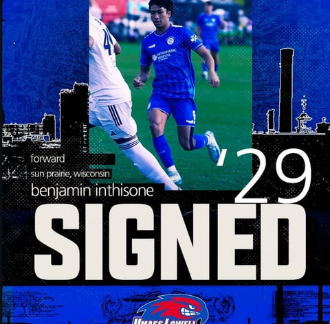 Soccer player Benjamin Inthisone signed as forward, number 29, from Sun Prairie Wisconsin